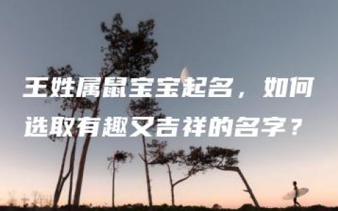 王姓属鼠宝宝起名，如何选取有趣又吉祥的名字？