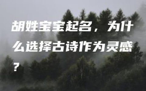 胡姓宝宝起名，为什么选择古诗作为灵感？