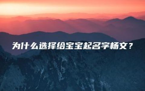 为什么选择给宝宝起名字杨文？