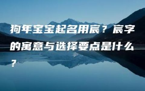 狗年宝宝起名用宸？宸字的寓意与选择要点是什么？