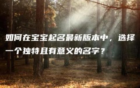 如何在宝宝起名最新版本中，选择一个独特且有意义的名字？