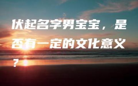 伏起名字男宝宝，是否有一定的文化意义？