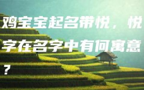 鸡宝宝起名带悦，悦字在名字中有何寓意？