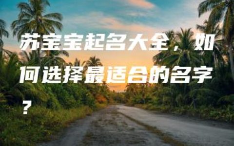 苏宝宝起名大全，如何选择最适合的名字？