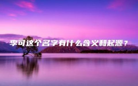 李可这个名字有什么含义和起源？