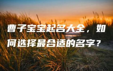 曹子宝宝起名大全，如何选择最合适的名字？