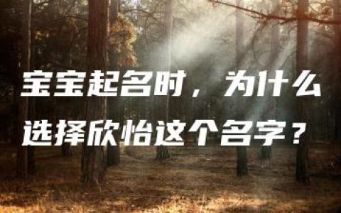 宝宝起名时，为什么选择欣怡这个名字？