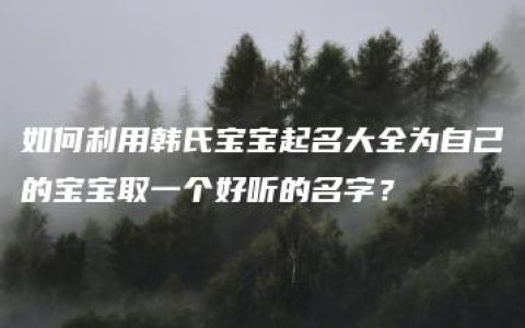 如何利用韩氏宝宝起名大全为自己的宝宝取一个好听的名字？