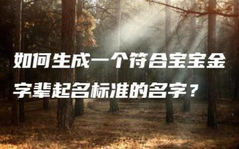 如何生成一个符合宝宝金字辈起名标准的名字？