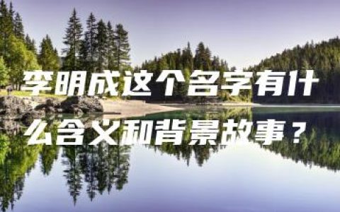 李明成这个名字有什么含义和背景故事？