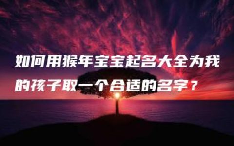 如何用猴年宝宝起名大全为我的孩子取一个合适的名字？