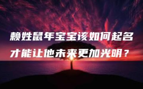 赖姓鼠年宝宝该如何起名才能让他未来更加光明？