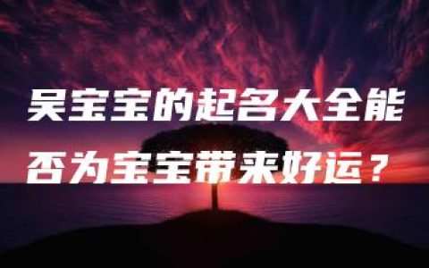 吴宝宝的起名大全能否为宝宝带来好运？