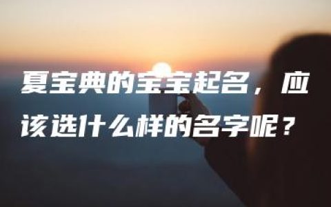 夏宝典的宝宝起名，应该选什么样的名字呢？