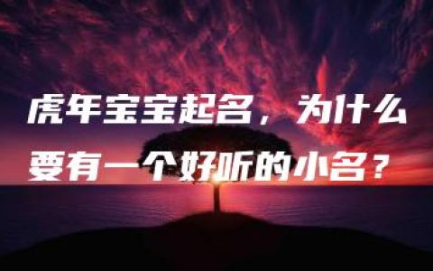 虎年宝宝起名，为什么要有一个好听的小名？