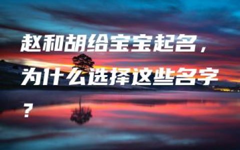 赵和胡给宝宝起名，为什么选择这些名字？