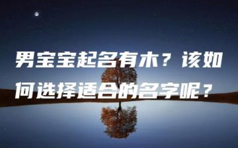 男宝宝起名有木？该如何选择适合的名字呢？