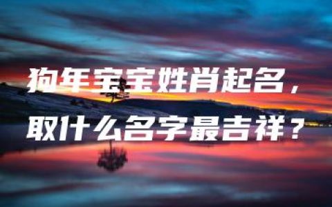 狗年宝宝姓肖起名，取什么名字最吉祥？