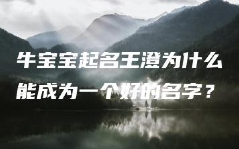 牛宝宝起名王澄为什么能成为一个好的名字？