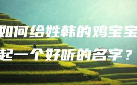 如何给姓韩的鸡宝宝起一个好听的名字？