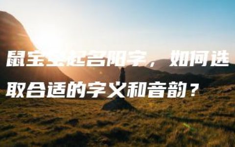 鼠宝宝起名阳字，如何选取合适的字义和音韵？