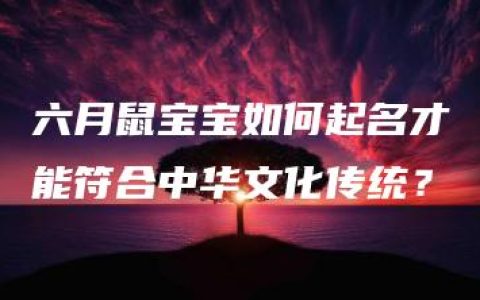 六月鼠宝宝如何起名才能符合中华文化传统？