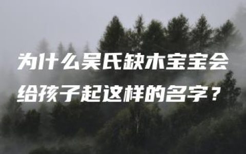 为什么吴氏缺木宝宝会给孩子起这样的名字？