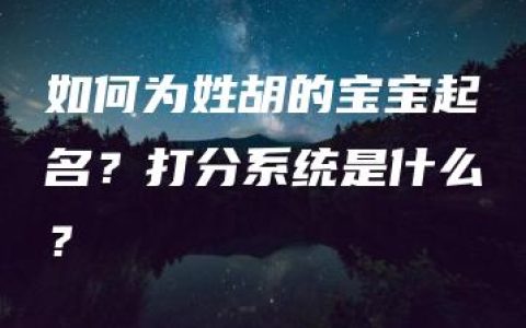 如何为姓胡的宝宝起名？打分系统是什么？