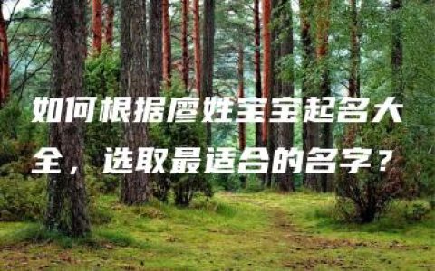 如何根据廖姓宝宝起名大全，选取最适合的名字？