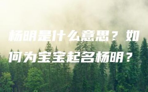 杨明是什么意思？如何为宝宝起名杨明？