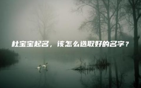 杜宝宝起名，该怎么选取好的名字？