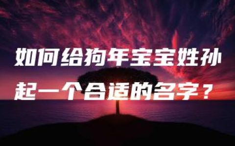 如何给狗年宝宝姓孙起一个合适的名字？