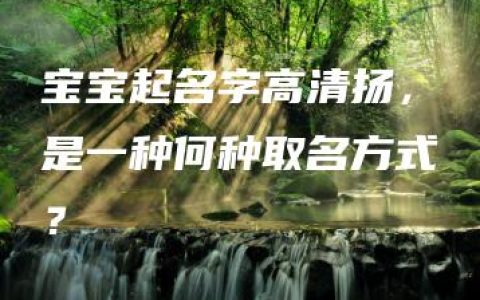 宝宝起名字高清扬，是一种何种取名方式？