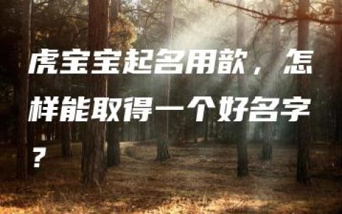 虎宝宝起名用歆，怎样能取得一个好名字？