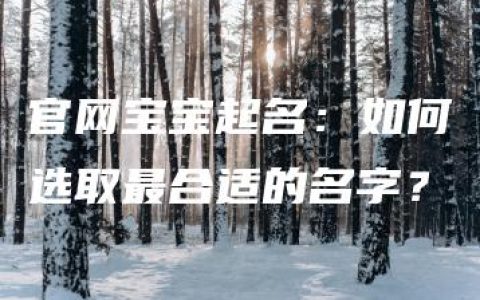 官网宝宝起名：如何选取最合适的名字？