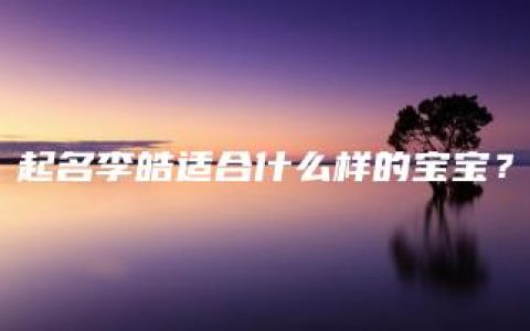 起名李皓适合什么样的宝宝？