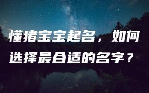 懂猪宝宝起名，如何选择最合适的名字？