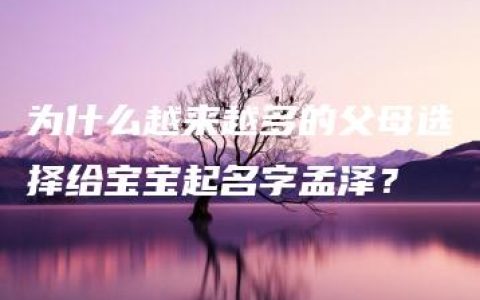 为什么越来越多的父母选择给宝宝起名字孟泽？