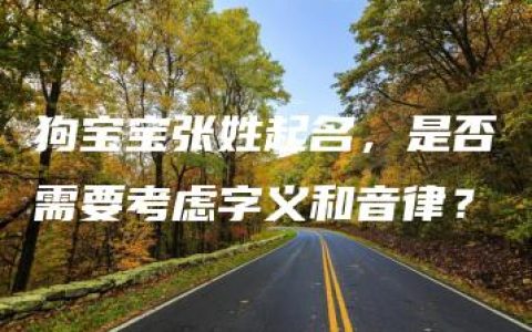 狗宝宝张姓起名，是否需要考虑字义和音律？