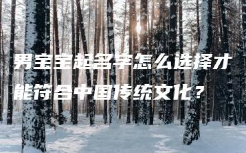 男宝宝起名字怎么选择才能符合中国传统文化？