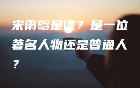 宋雨晗是谁？是一位著名人物还是普通人？