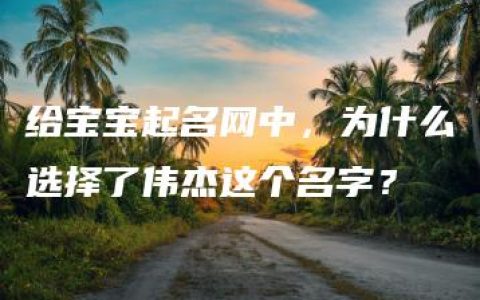 给宝宝起名网中，为什么选择了伟杰这个名字？