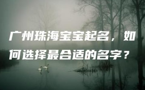 广州珠海宝宝起名，如何选择最合适的名字？