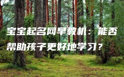 宝宝起名网早教机：能否帮助孩子更好地学习？