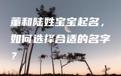 董和陆姓宝宝起名，如何选择合适的名字？