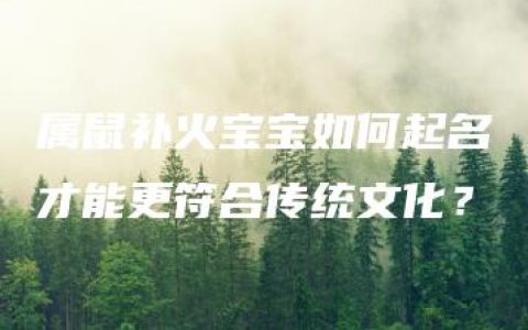 属鼠补火宝宝如何起名才能更符合传统文化？