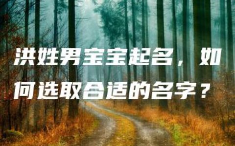 洪姓男宝宝起名，如何选取合适的名字？