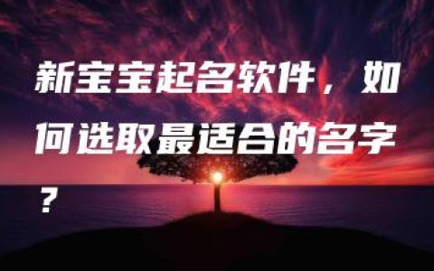 新宝宝起名软件，如何选取最适合的名字？