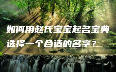 如何用赵氏宝宝起名宝典选择一个合适的名字？