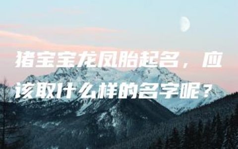 猪宝宝龙凤胎起名，应该取什么样的名字呢？